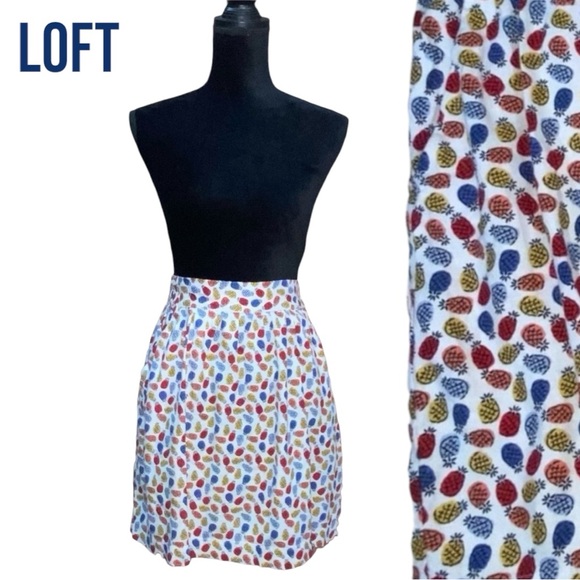 LOFT Outlet Linen Blend Pineapple Colorful Skirt - Women’s Medium - Picture 1 of 12